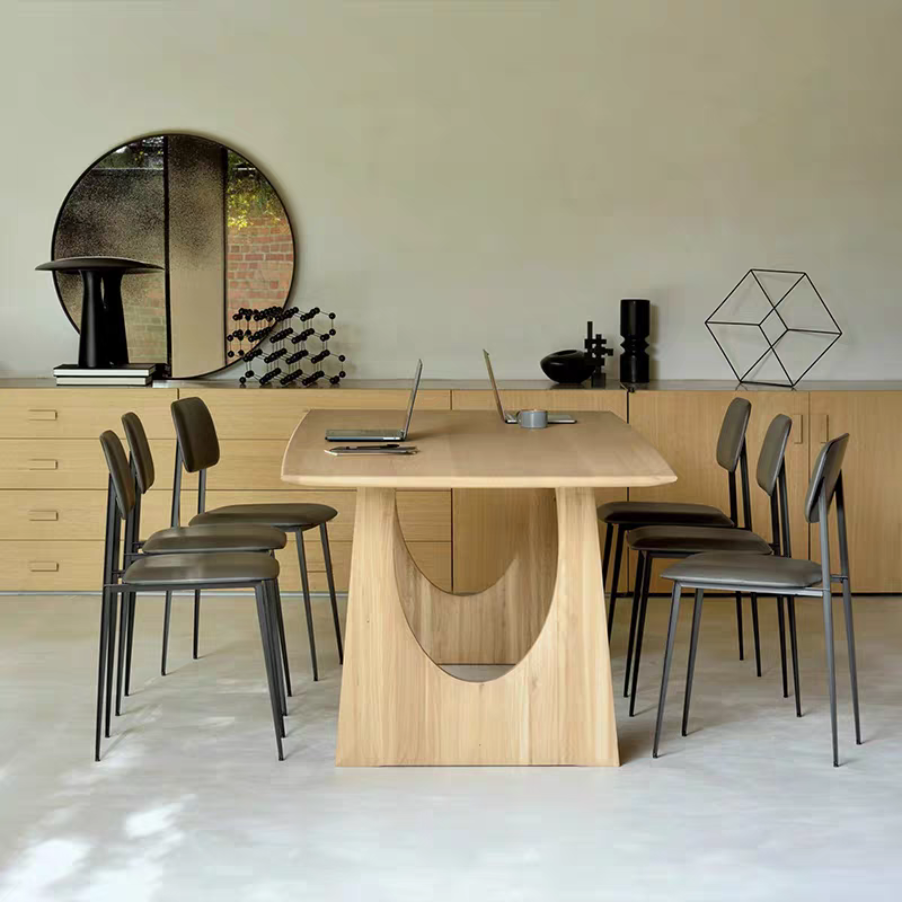Modern Ashwood Dining Table with Sculptural U-Shaped Base - ASH-TBL-UWAL-001 Luxury Wood Tables
