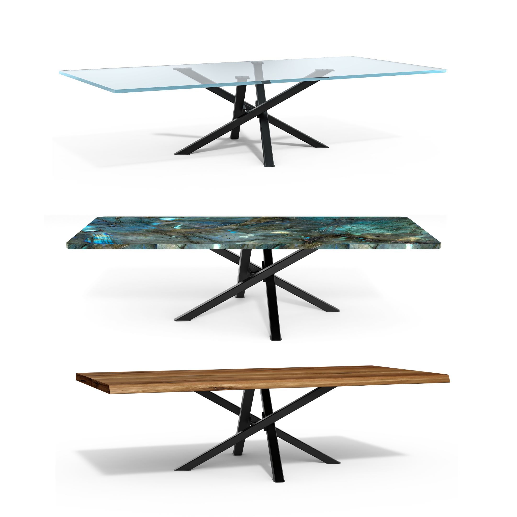 Premium Crossed Metal Table Bases, Engineered for Strength, Support up to 1500 lbs, L 53'' x W 31.5''x H 28''