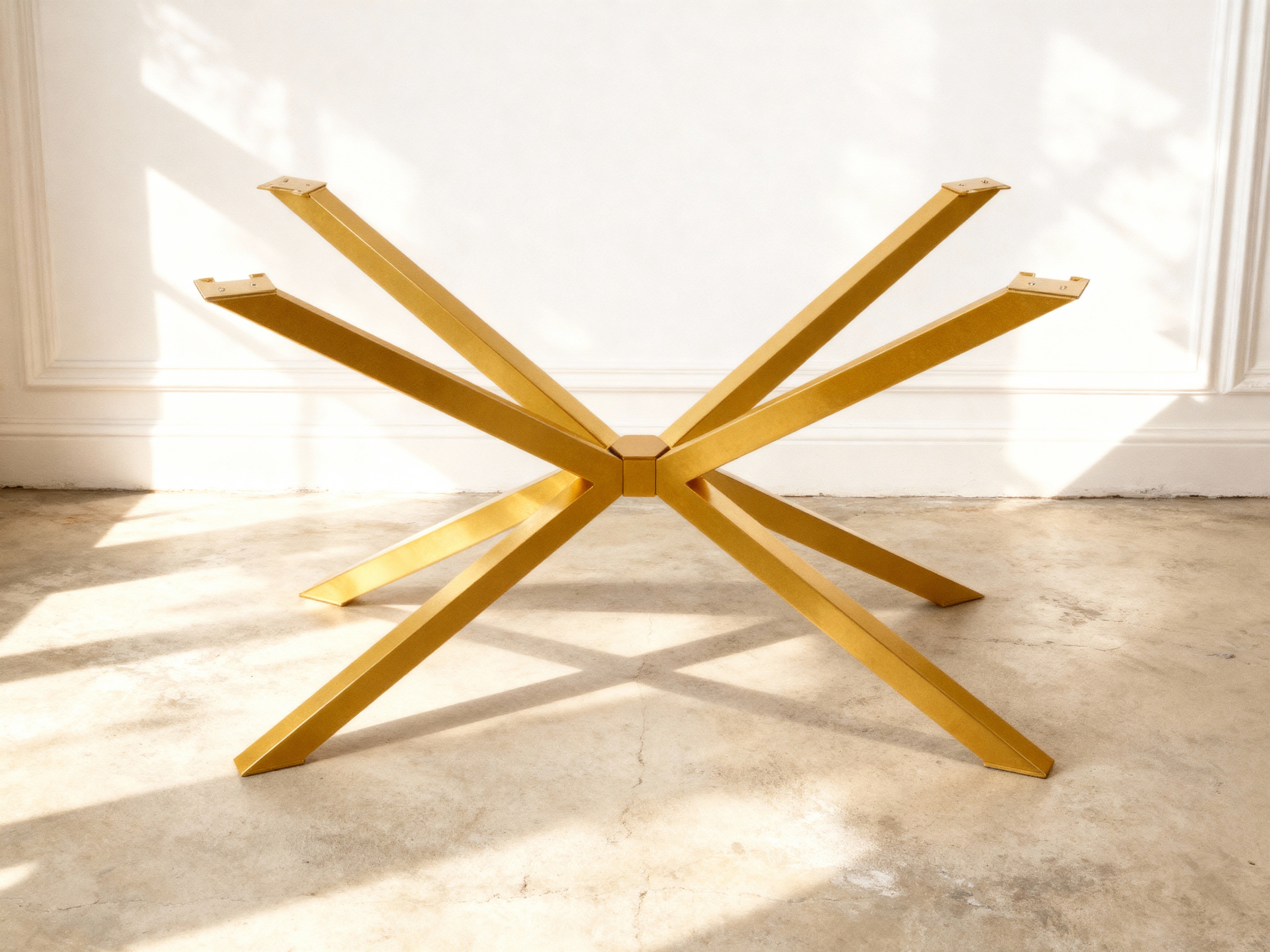 Glossy Gold Spider Table Base –  Heavy-Duty Steel, 1500 lbs Capacity Luxury Wood Tables