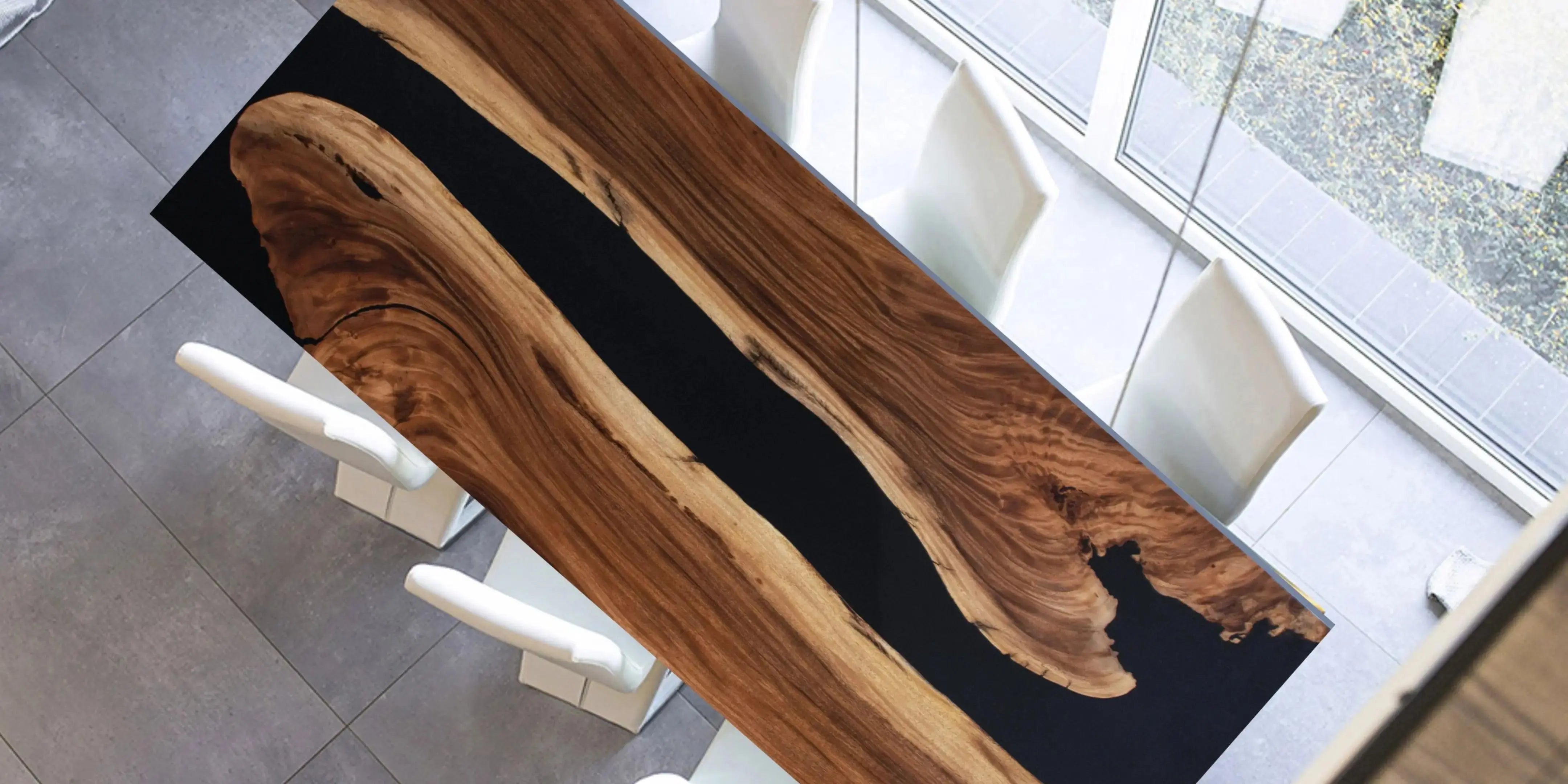 10ft Black Walnut Finish Style Resin Epoxy River Dining Table Luxury Wood Tables