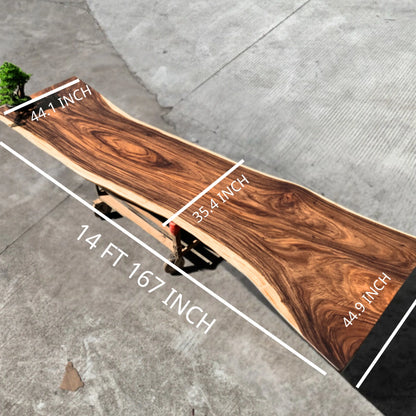 5/6/7/8/12 ft Straight edge Acacia Wood Dining Table With Silver U -Shaped Legs (Copy) Luxury Wood Tables