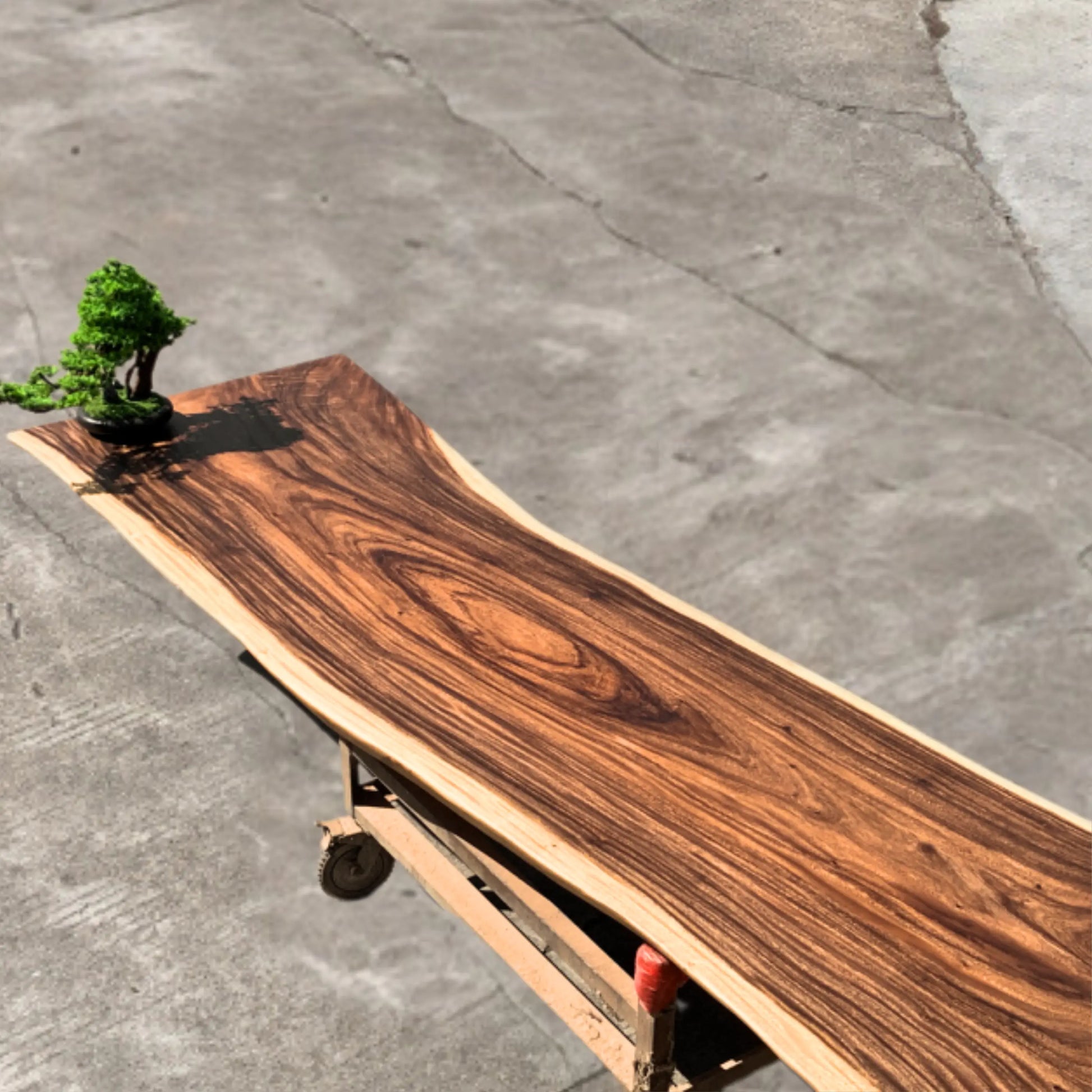5/6/7/8/12 ft Straight edge Acacia Wood Dining Table With Silver U -Shaped Legs (Copy) Luxury Wood Tables