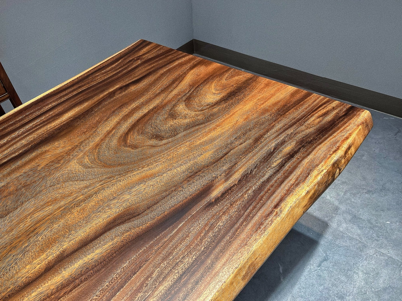 15ft x 46'' Conference Room Table ONE-PIECE Acacia Straighe Edge Wood Table With Metal Base (Copy) Luxury Wood Tables