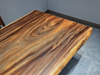 15ft x 46'' Conference Room Table ONE-PIECE Acacia Straighe Edge Wood Table With Metal Base (Copy) Luxury Wood Tables