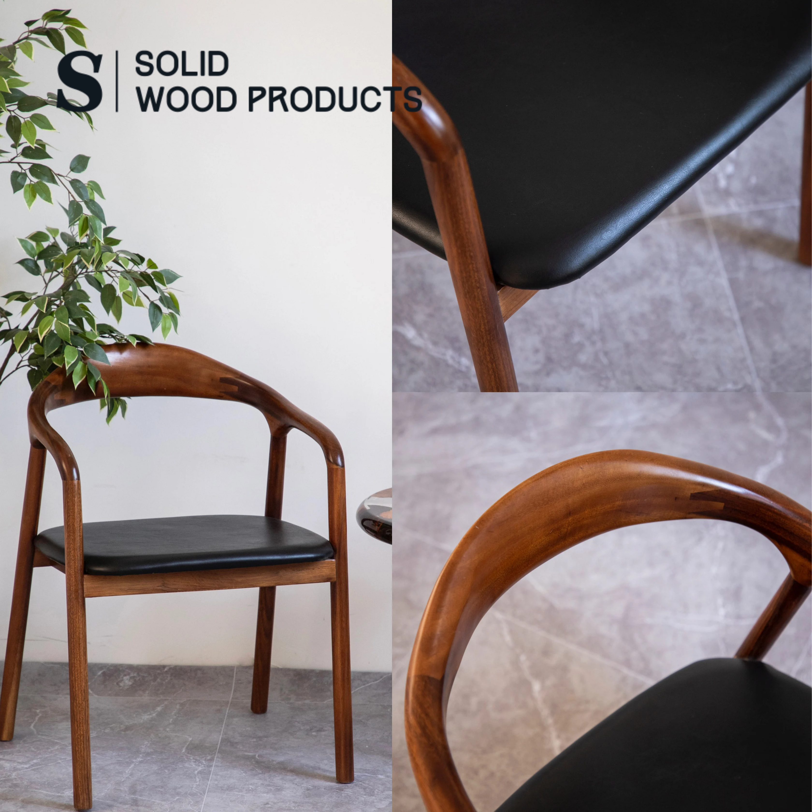 Ready to Ship Solid Ashwood Natural Dining Chair with Cream Leather(SET OF 2 PCS) (Copy) Luxury Wood Tables