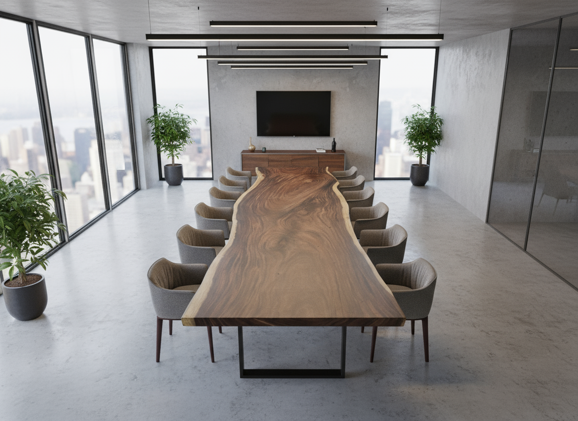 One of a Kind Straight Edge Acacia Dining Table 165'' Luxury Wood Tables