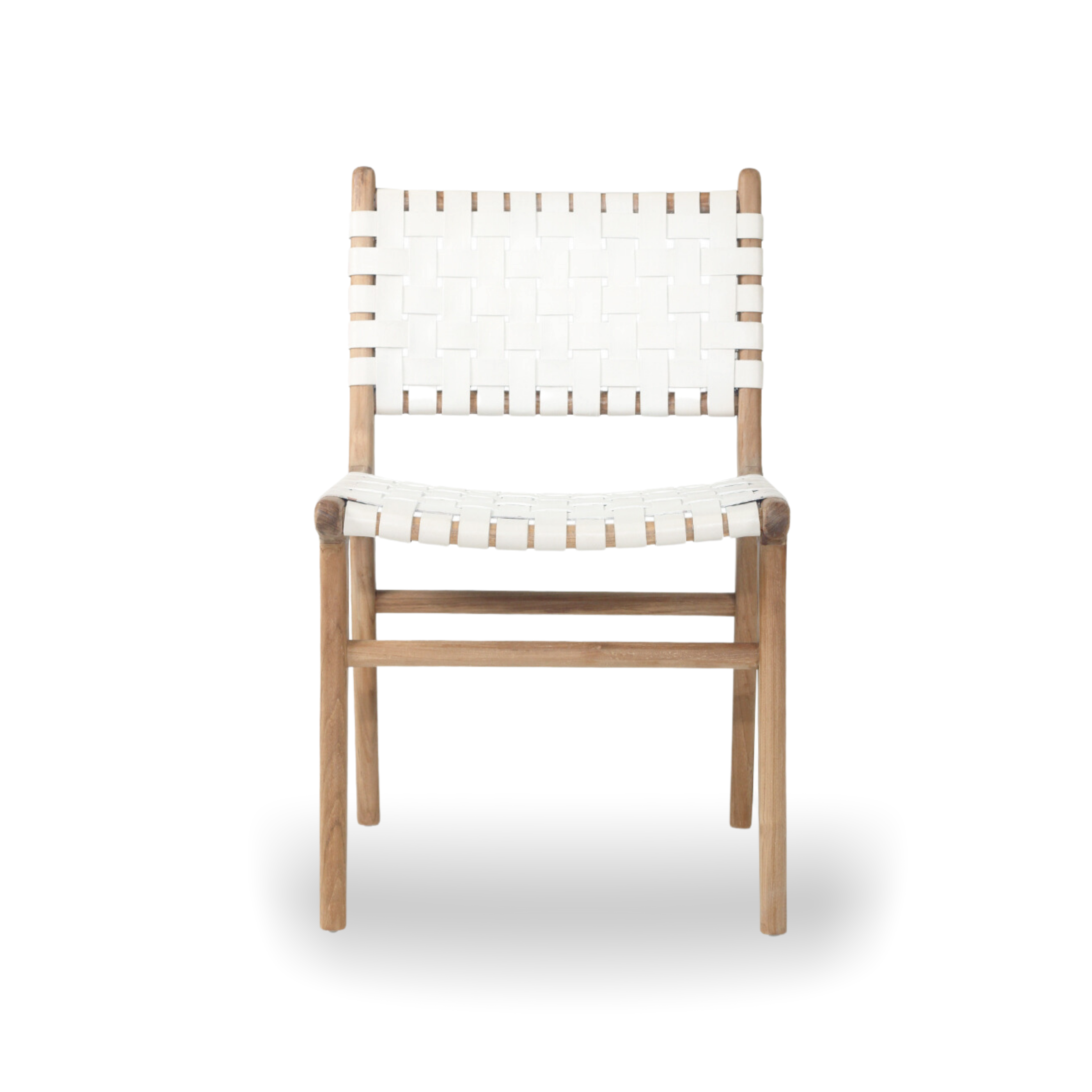 Sahara White Leather Weave Wooden Dining Chair LuxuryChairWholesale