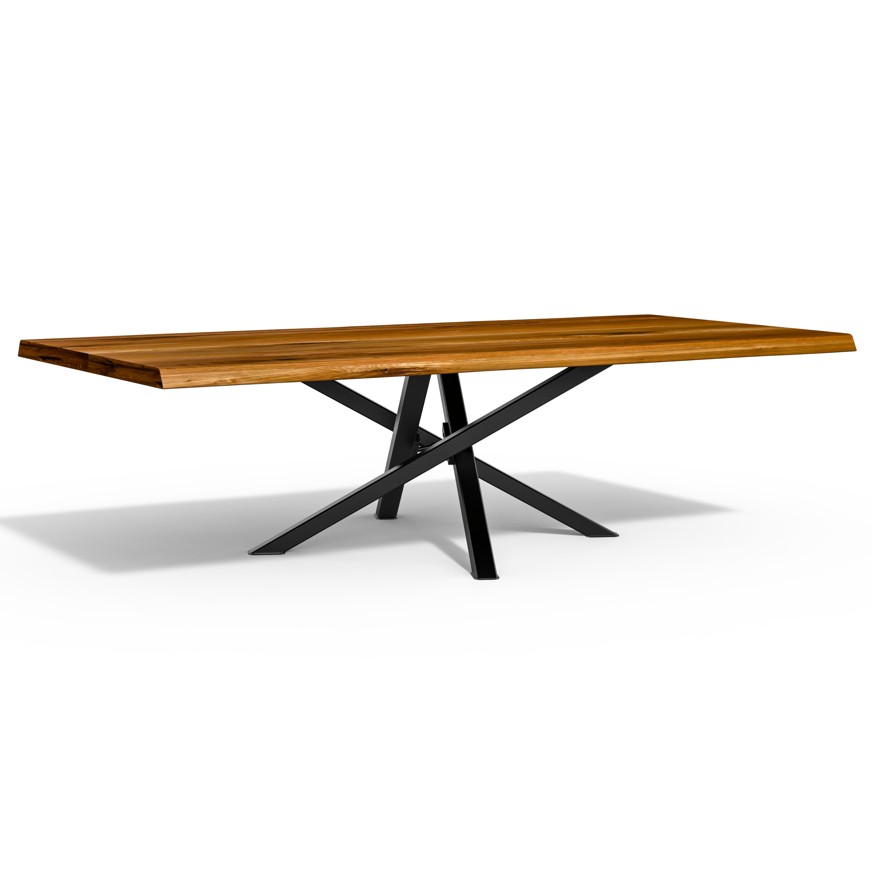 5/6/7/8/12 ft Straight edge Acacia Wood Dining Table With Cross Spider Legs Luxury Wood Tables