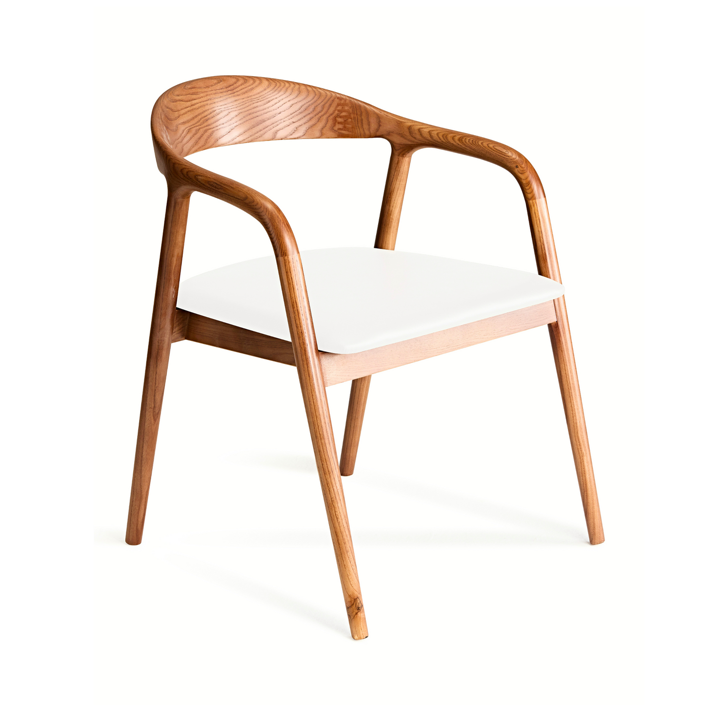 Ready to Ship Solid Ashwood Hans Chair with White Leather(SET OF 2 PCS)