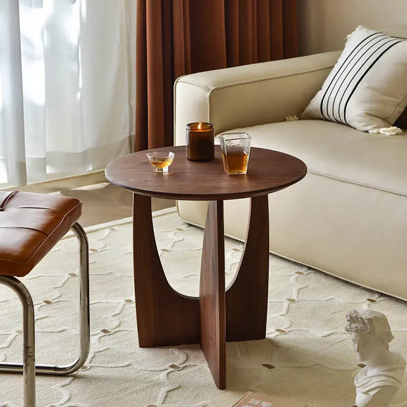 20'' Iris Side Table With Walnut Finish Luxury Wood Tables