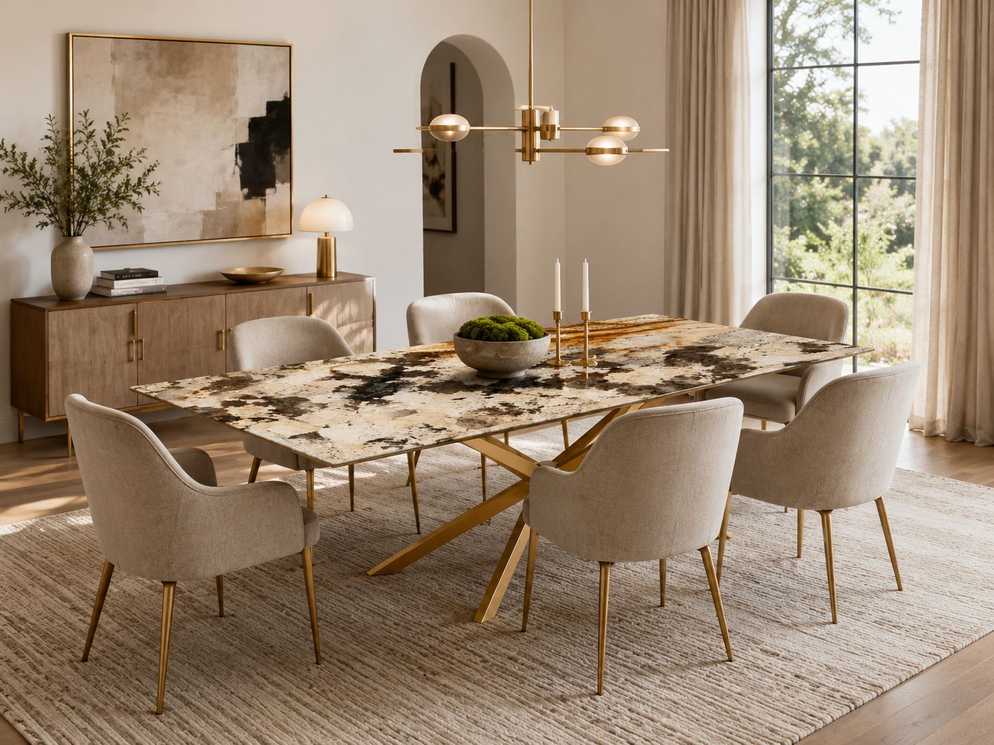100% Natural Warm Cream Stone Look | Luxury Stone Dining Tables | Porcelain, Sintered Stone & Marble Look Tables Luxury Wood Tables