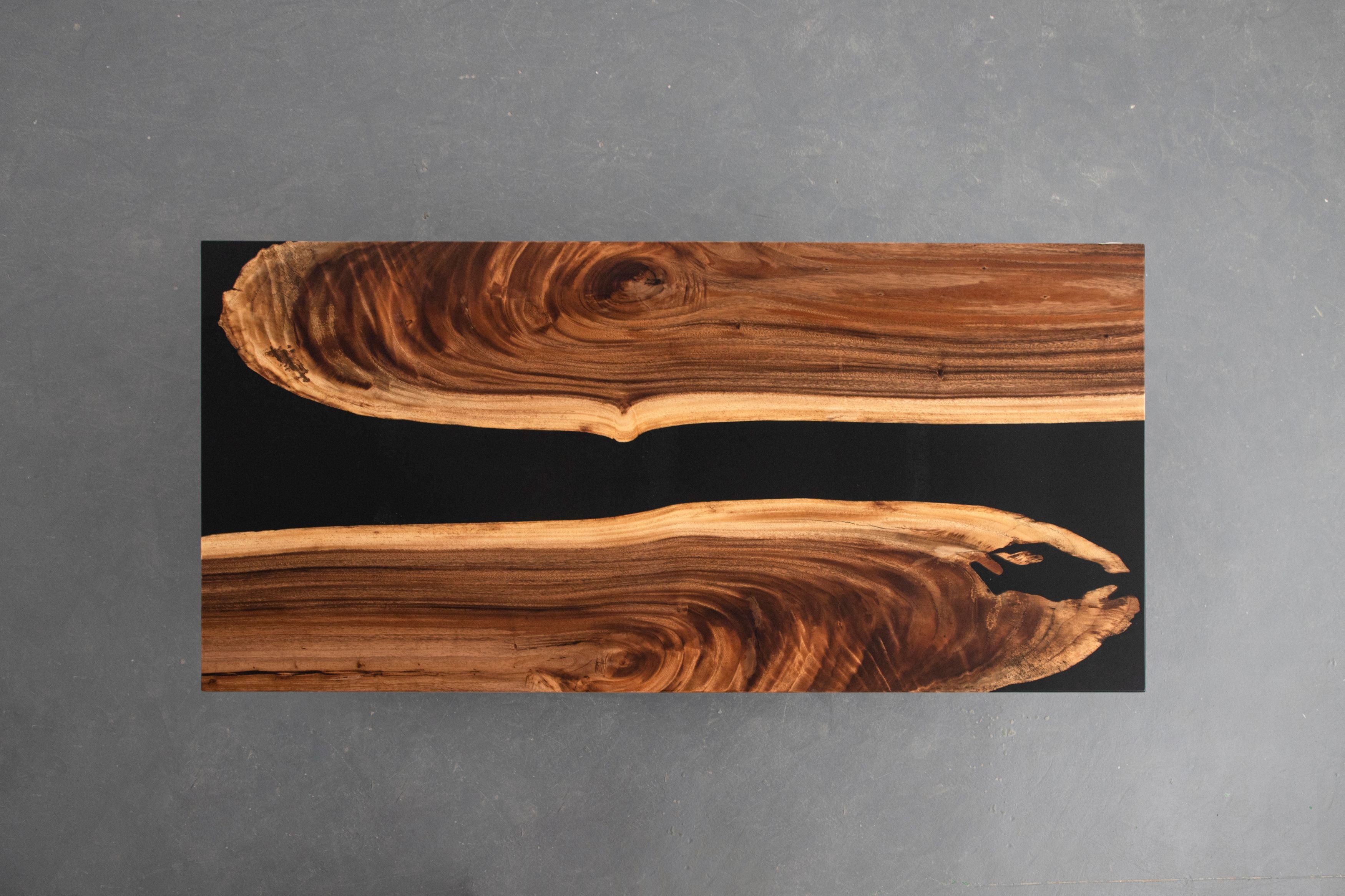 Luxury Epoxy River Dining Table – Live Edge Wood & Black Resin Luxury Wood Tables