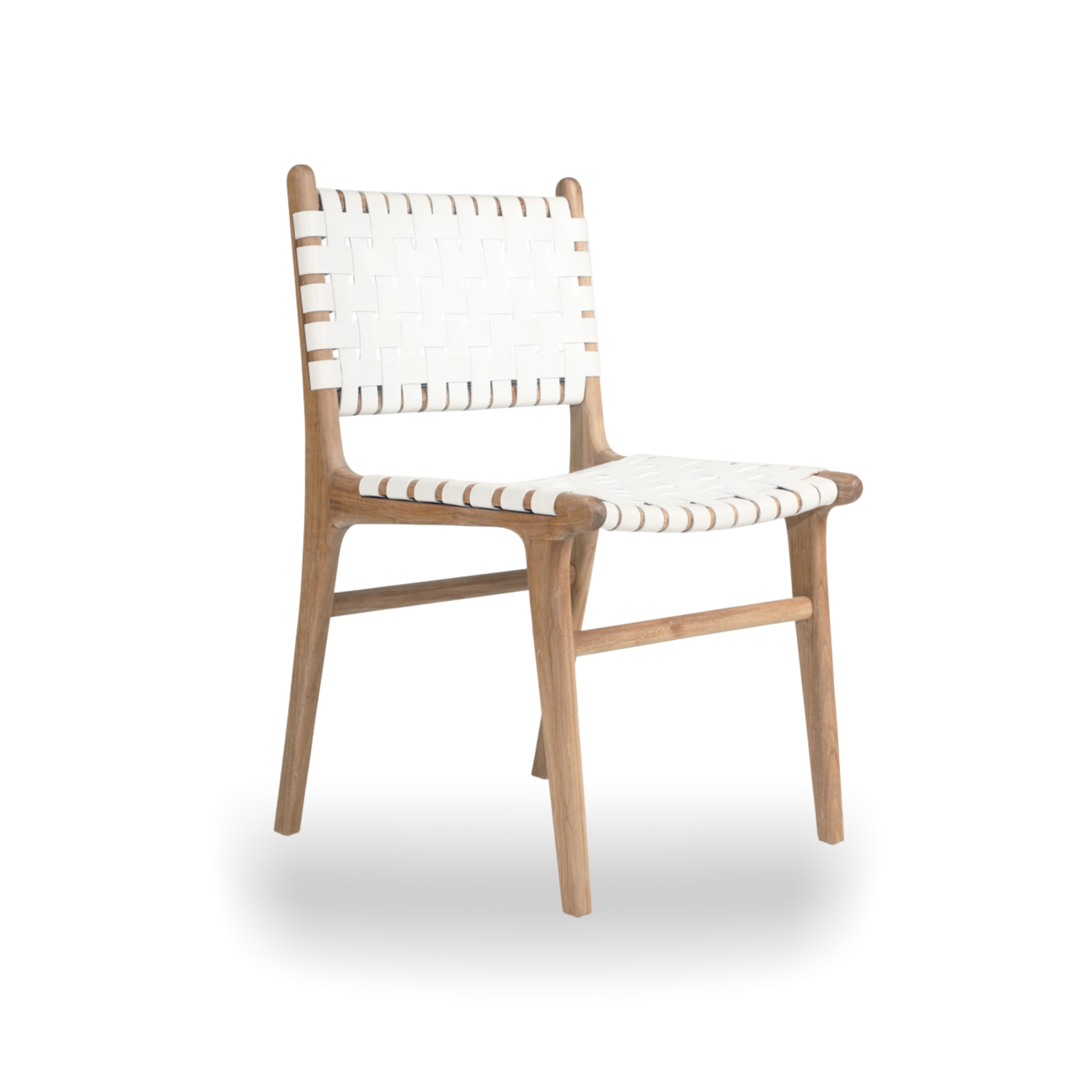 Sahara White Leather Weave Wooden Dining Chair LuxuryChairWholesale