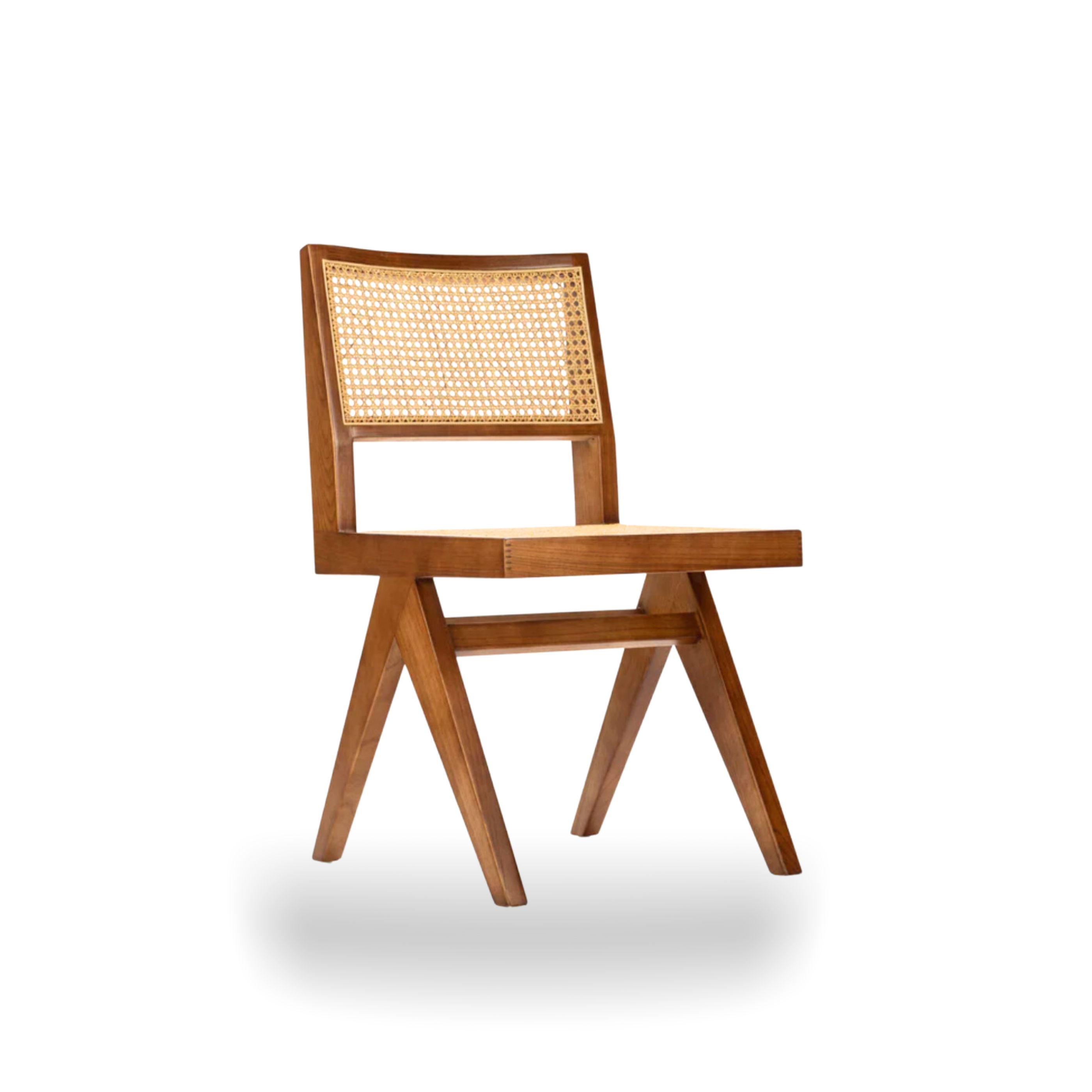 Pierre Jeanneret Woven Cane Solid Wood Chair No Arm LuxuryChairWholesale