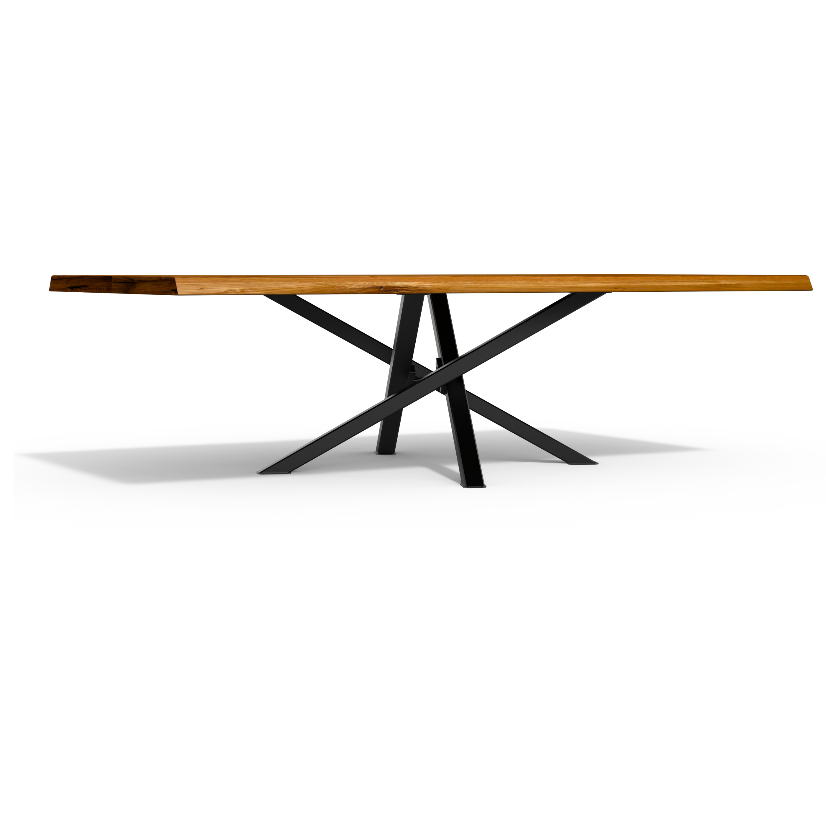 5/6/7/8/12 ft Straight edge Acacia Wood Dining Table With Cross Spider Legs Luxury Wood Tables