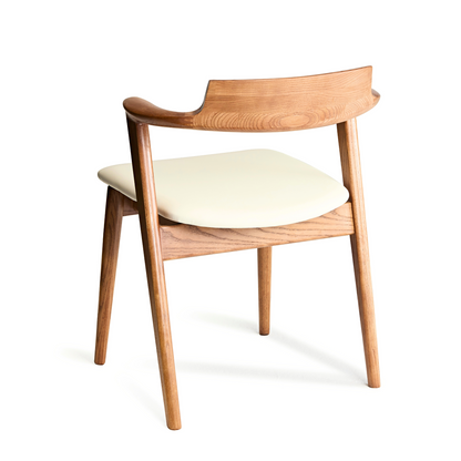 Ready to Ship Solid Ashwood Hans Chair with White Leather(SET OF 2 PCS)