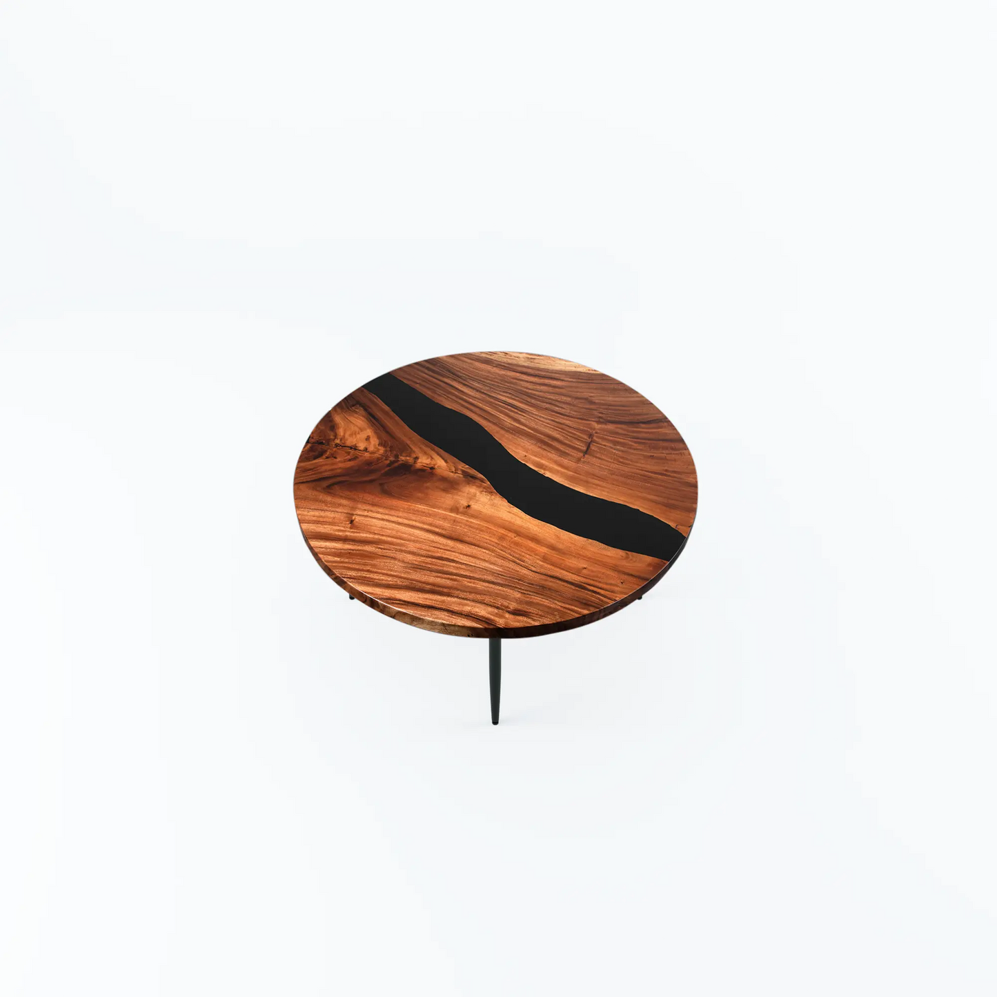 Black Resin Walnut Round Dining Table - 47" - 55'' Luxury Wood Tables