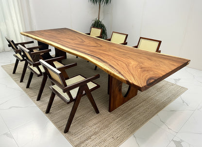 One of a Kind Straight Edge Acacia Dining Table  130" Luxury Wood Tables