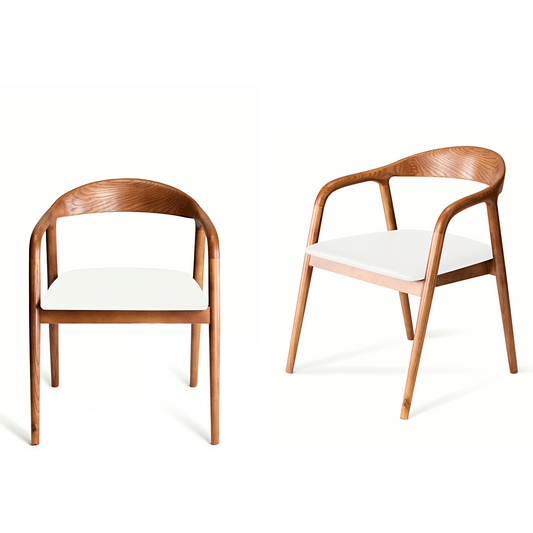 Ready to Ship Solid Ashwood Hans Chair with White Leather(SET OF 2 PCS)