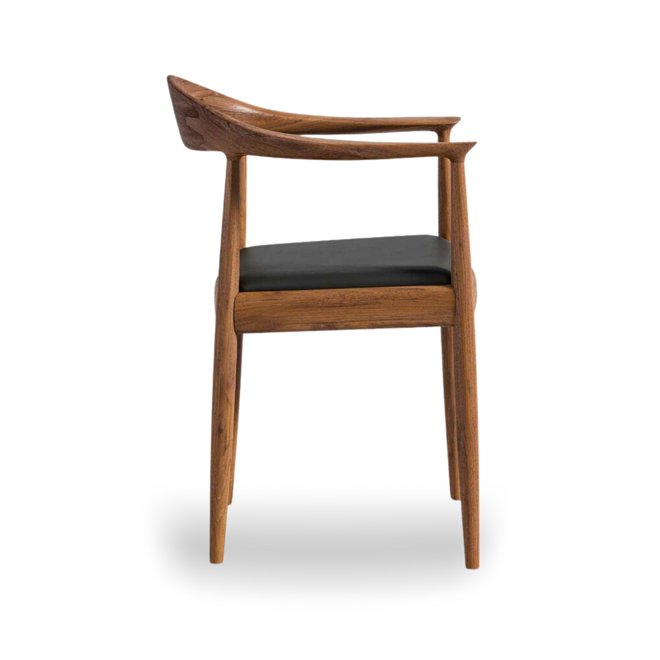 Hans Wegner Style Wooden Dining Chair - Walnut Stain - Black Cushion Luxury Wood Tables