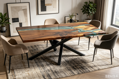 Premium Crossed Metal Table Bases, Engineered for Strength, Support up to 1500 lbs, L 53'' x W 31.5''x H 28'' Luxury Wood Tables