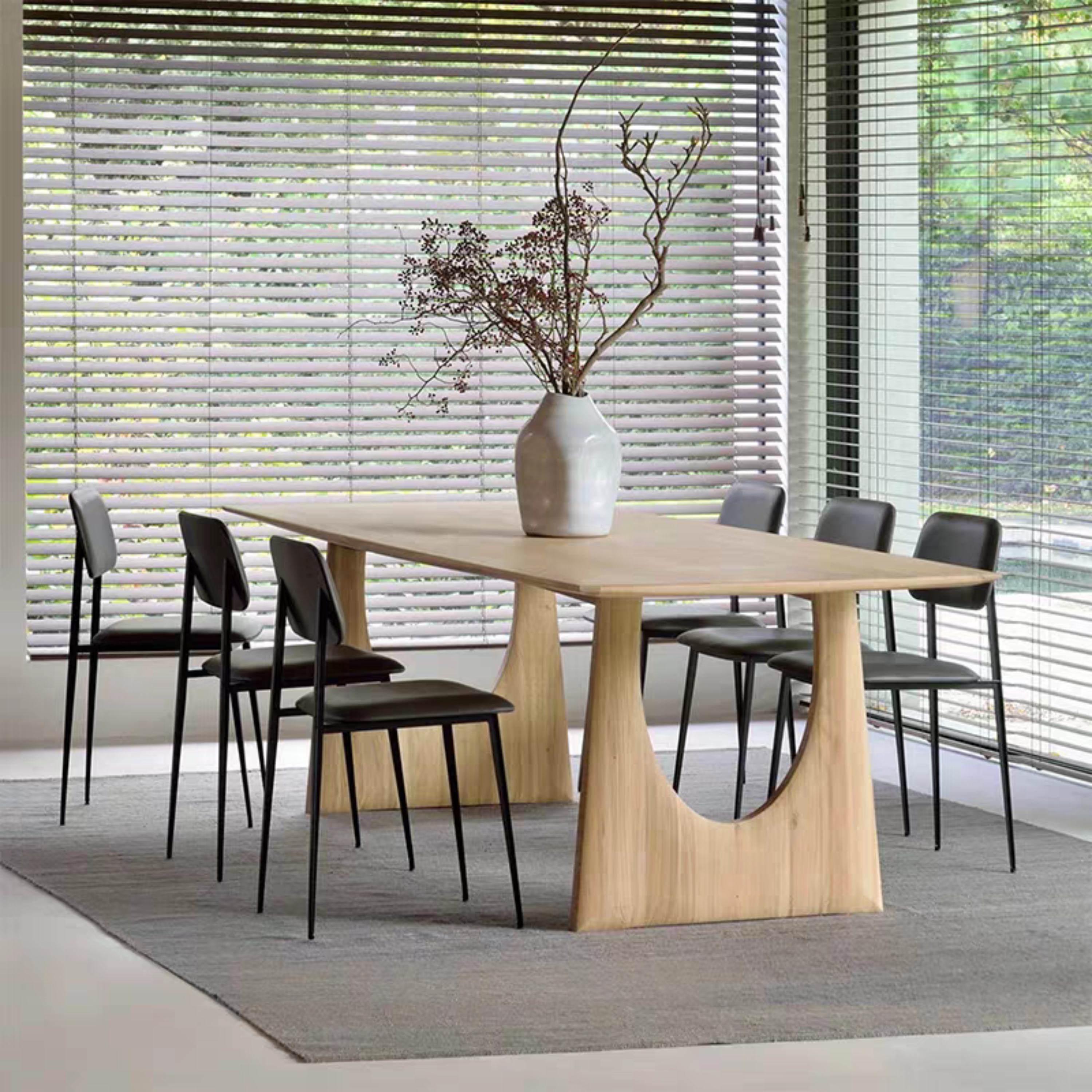 Modern Ashwood Dining Table with Sculptural U-Shaped Base - ASH-TBL-UWAL-001 Luxury Wood Tables