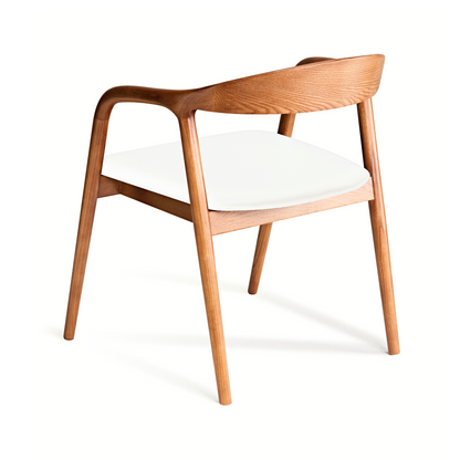 Ready to Ship Solid Ashwood Hans Chair with White Leather(SET OF 2 PCS)