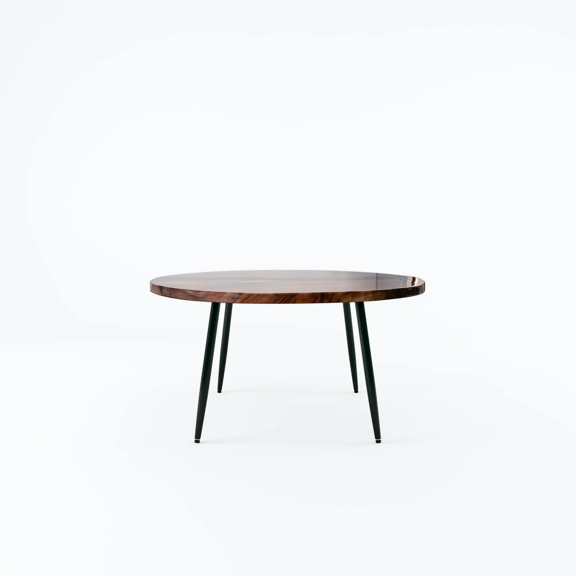 Black Resin Walnut Round Dining Table - 47" - 55'' Luxury Wood Tables