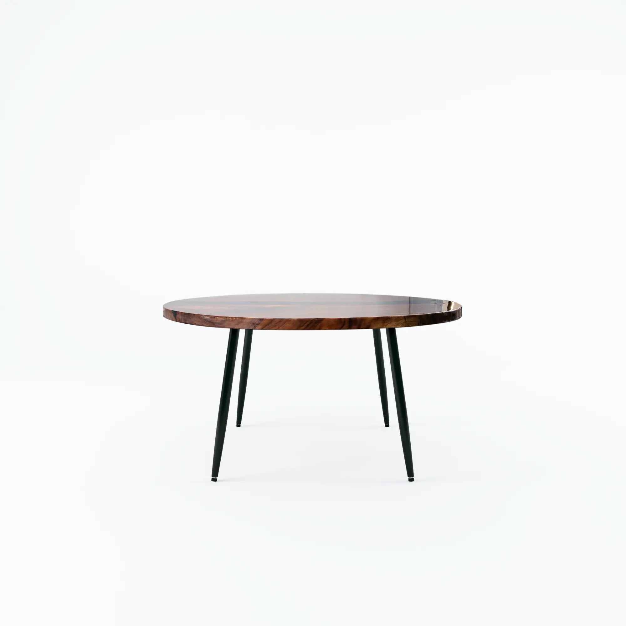 Black Resin Walnut Round Dining Table - 47" - 55'' Luxury Wood Tables