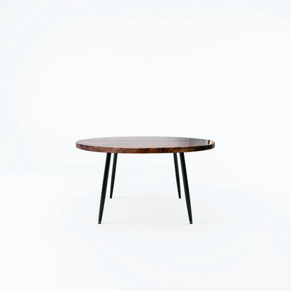 Black Resin Walnut Round Dining Table - 47" - 55'' Luxury Wood Tables