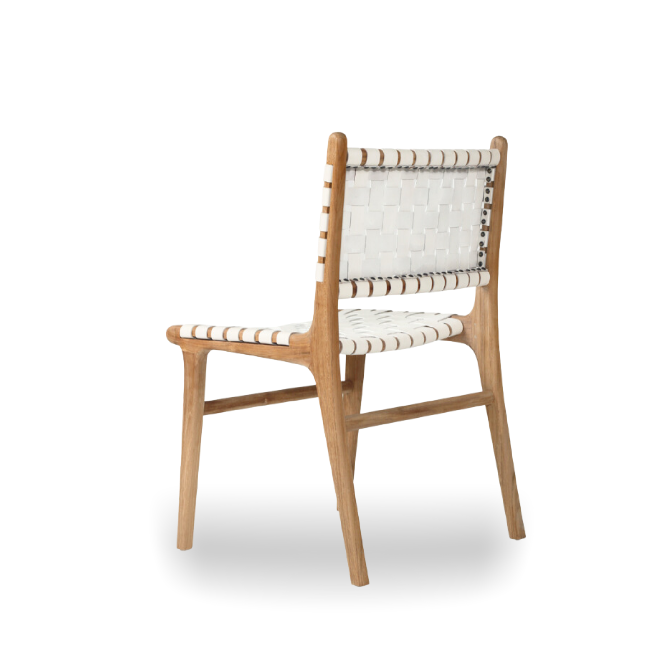 Sahara White Leather Weave Wooden Dining Chair LuxuryChairWholesale