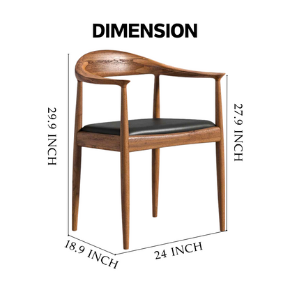 Hans Wegner Style Wooden Dining Chair - Walnut Stain - Black Cushion Luxury Wood Tables