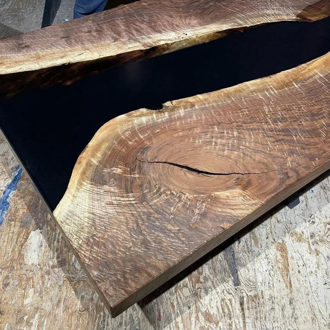 6/7/8/9ft Black Resin Epoxy River Table With Spider Legs Luxury Wood Tables