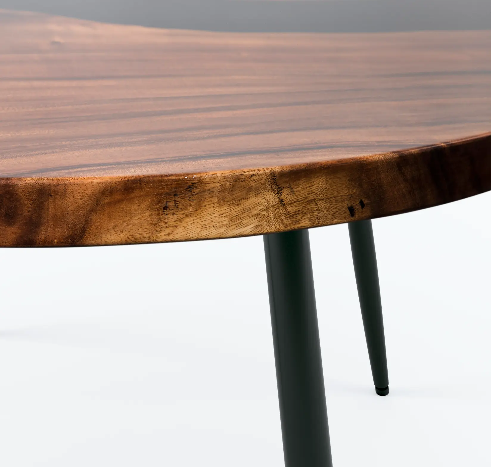 Black Resin Walnut Round Dining Table - 47" - 55'' Luxury Wood Tables