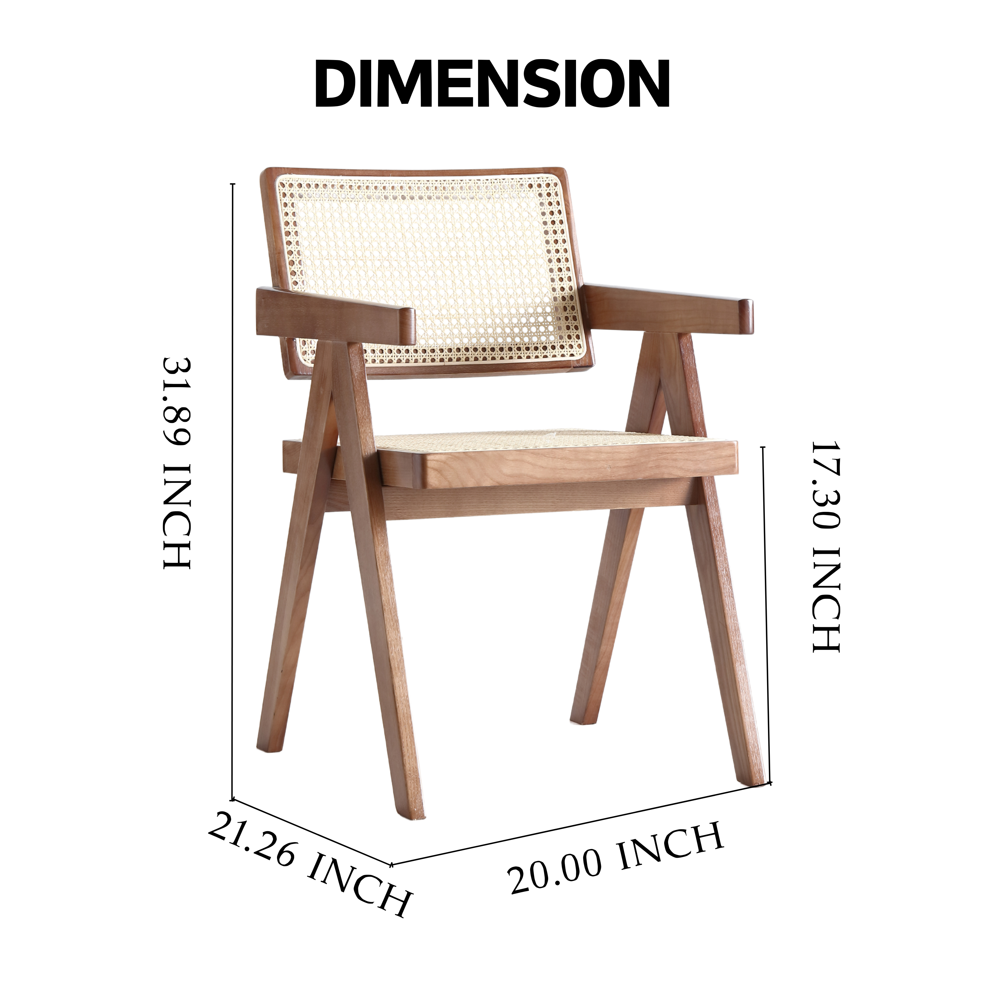 Pierre Jeanneret Woven Cane Solid Wood Chair LuxuryChairWholesale