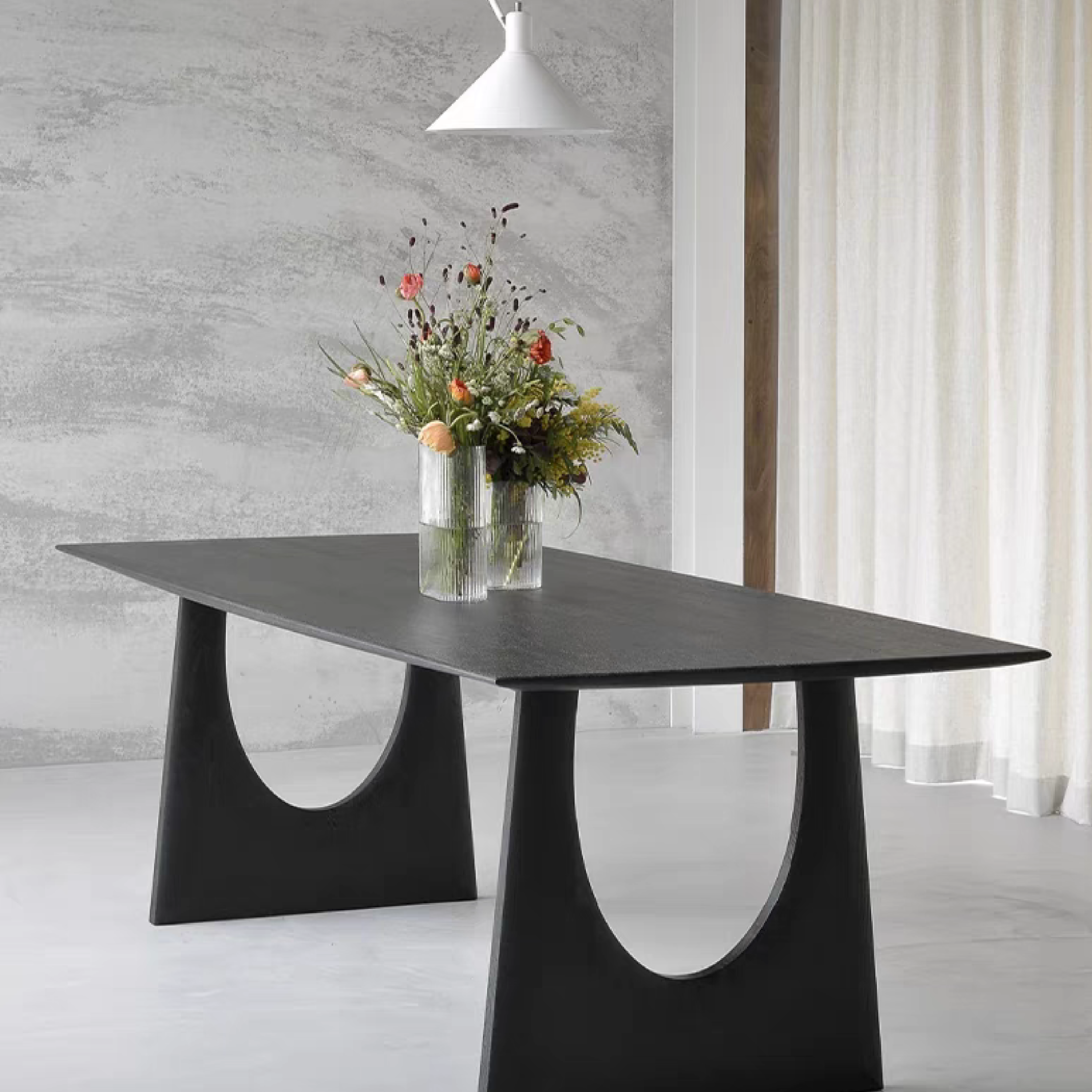 Modern Ashwood Dining Table with Sculptural U-Shaped Base - ASH-TBL-UWAL-001 Luxury Wood Tables