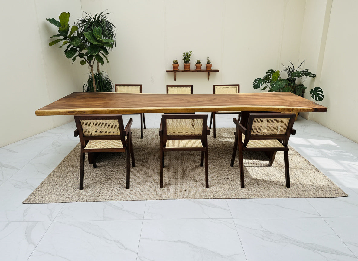 One of a Kind Straight Edge Acacia Dining Table  130" Luxury Wood Tables