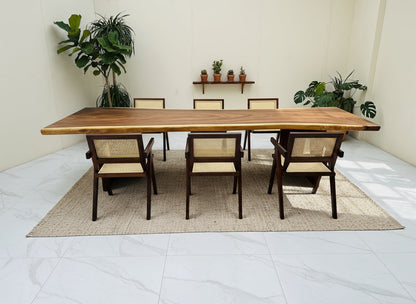 One of a Kind Straight Edge Acacia Dining Table  130" Luxury Wood Tables