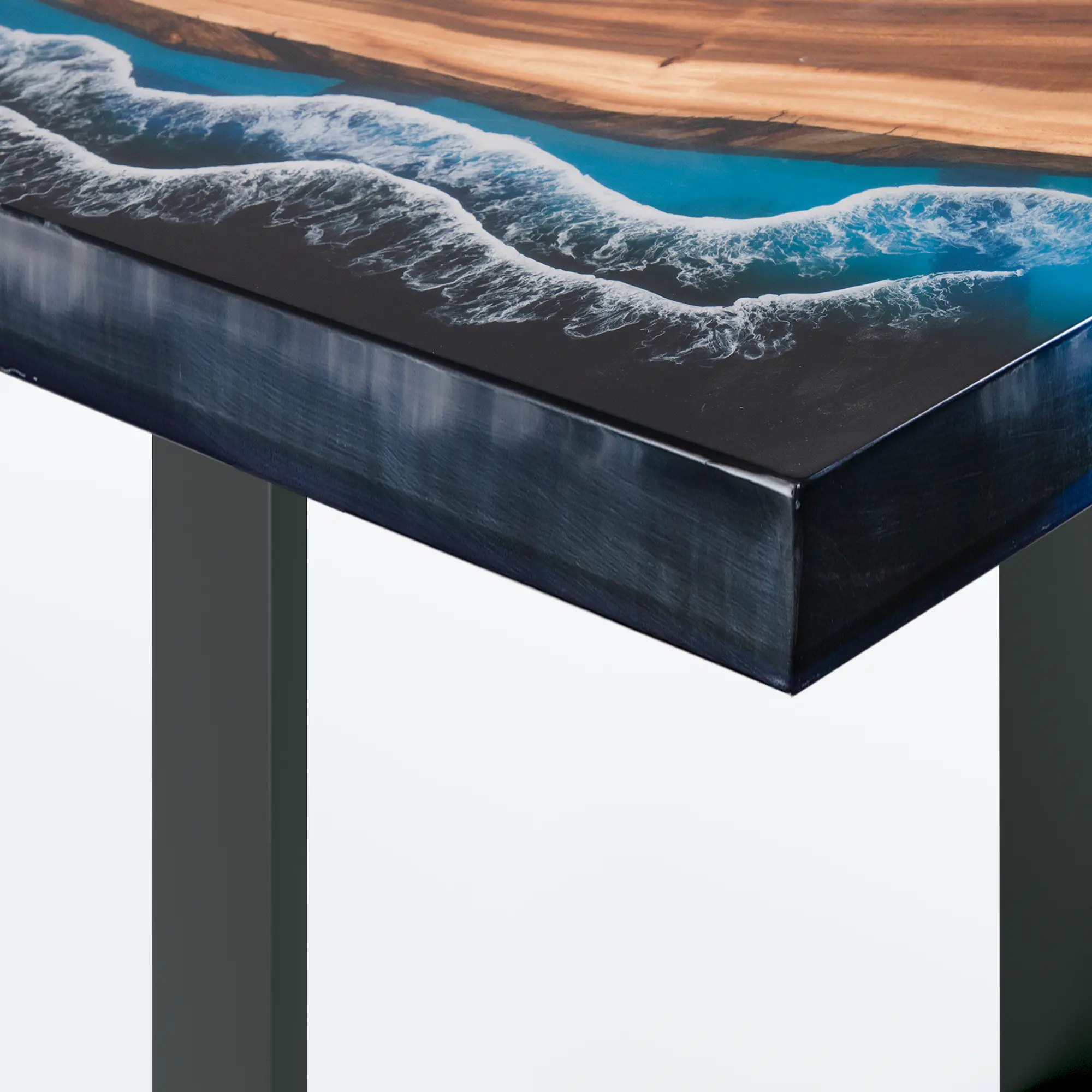 7ft Blue Ocean Style Resin Epoxy River Table Luxury Wood Tables