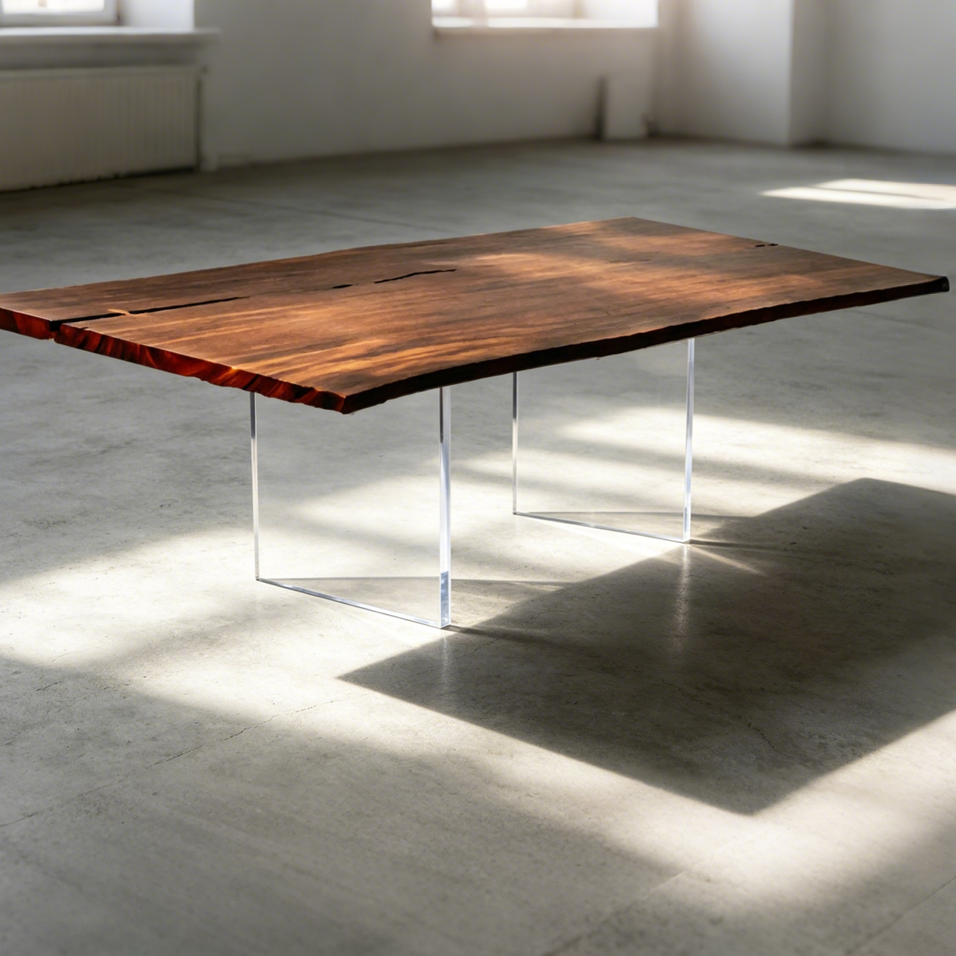 Clear Lucite Acrylic Table Base (GS) Set of 2 Luxury Wood Tables