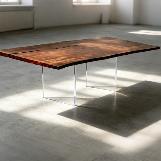 Clear Lucite Acrylic Table Base (GS) Set of 2 Luxury Wood Tables