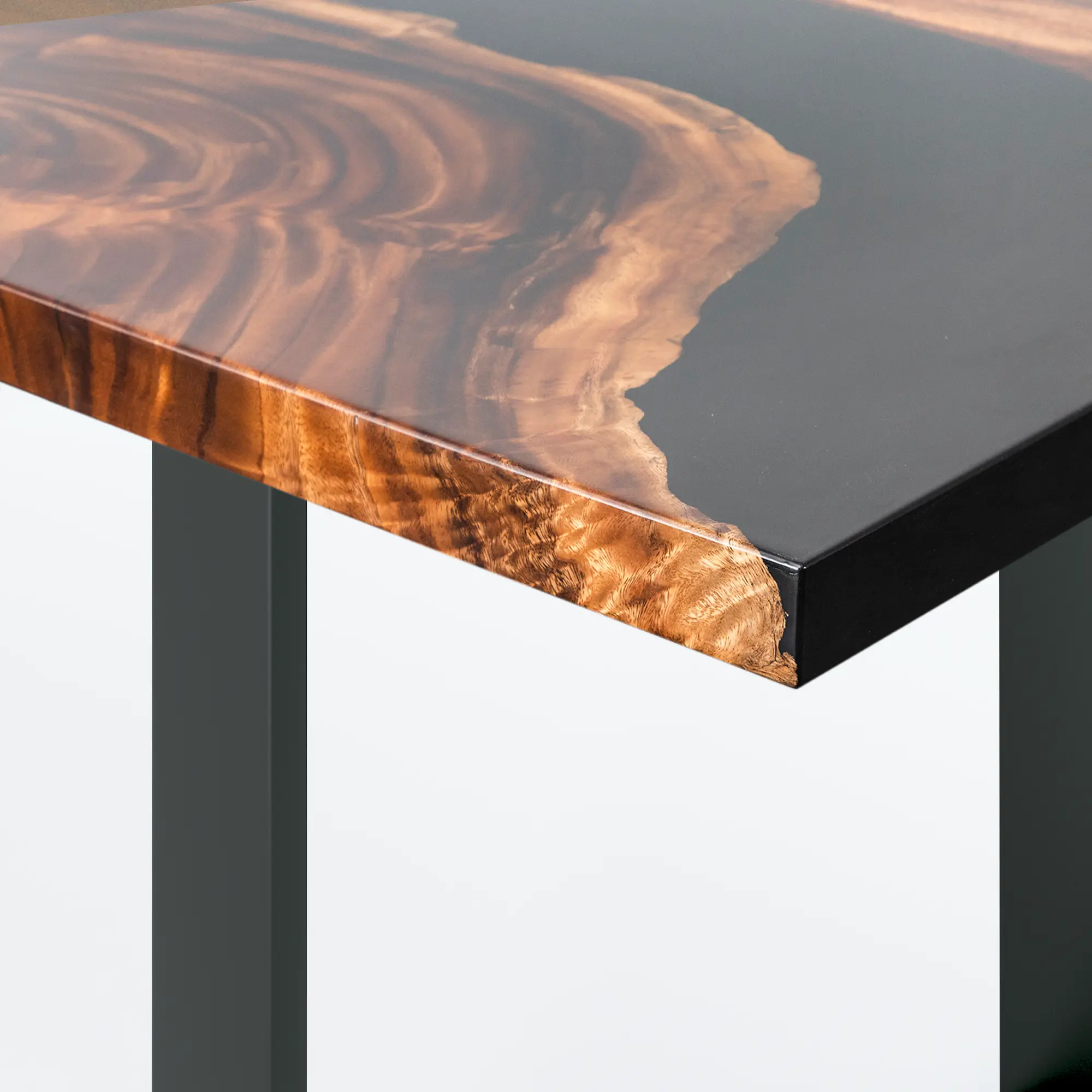 8ft Black Walnut Finish Style Resin Epoxy River Dining Table Luxury Wood Tables