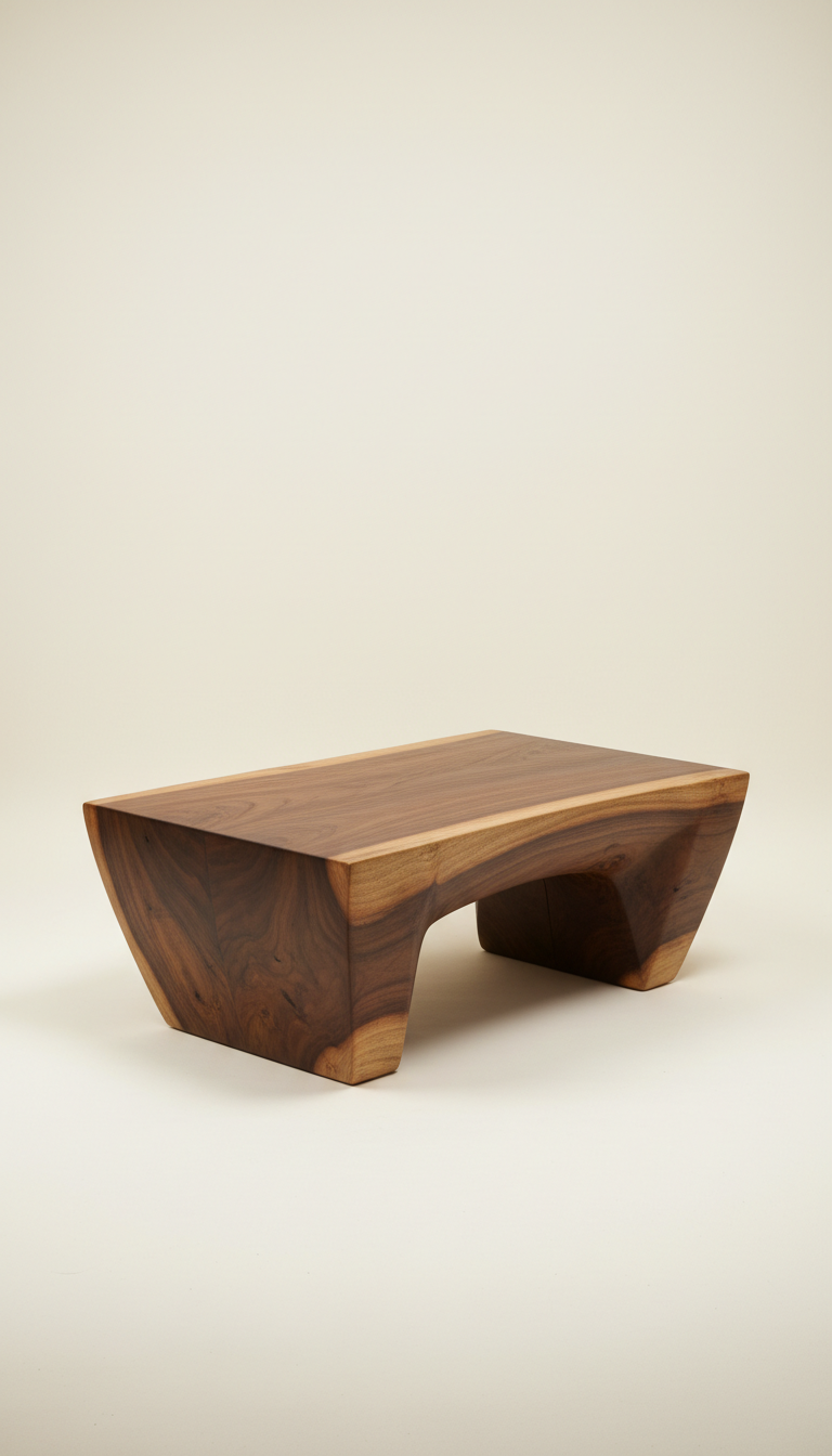 Sculptural Black Walnut Coffee Table Luxury Wood Tables