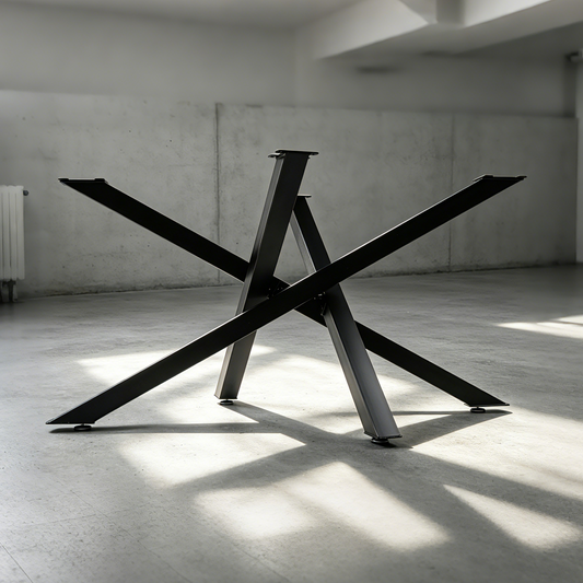 Premium Crossed Metal Table Bases, Engineered for Strength, Support up to 1500 lbs, L 53'' x W 31.5''x H 28'' Luxury Wood Tables
