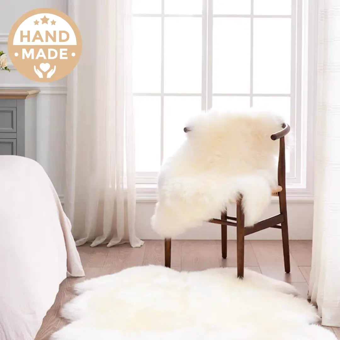 Australian Handmade Natural Sheepskin Throw/Rug For Dining Chair Luxury Wood Tables