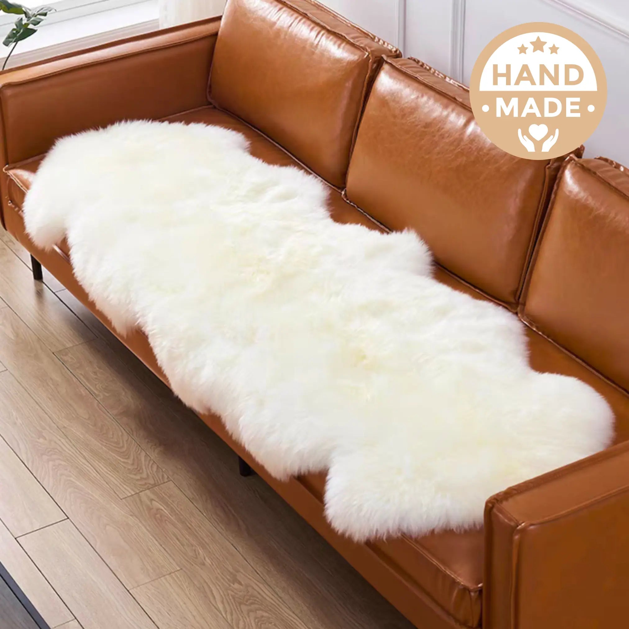 Australian Handmade Natural Sheepskin Throw/Rug (6 sizing options) Luxury Wood Tables