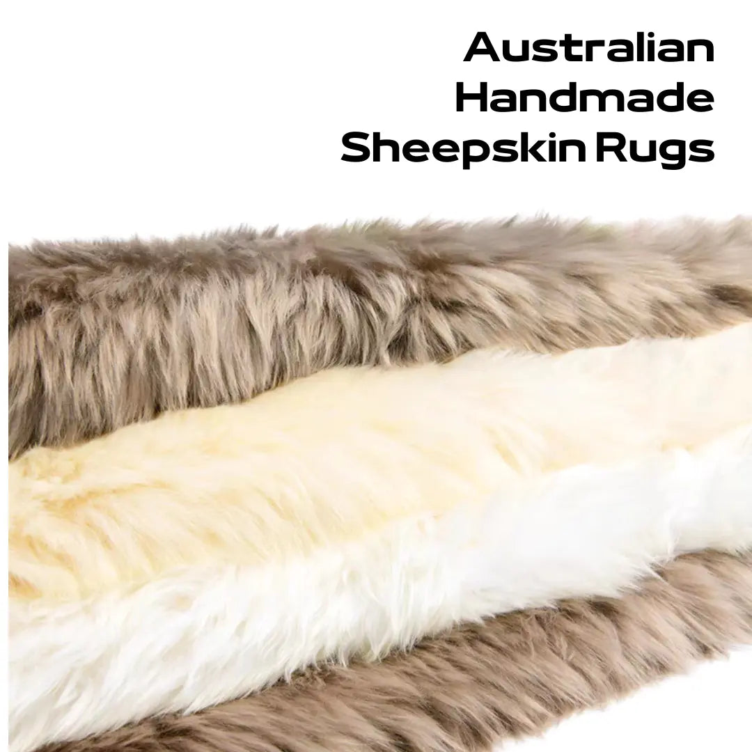 Australian Handmade Natural Sheepskin Throw/Rug (6 sizing options) Luxury Wood Tables