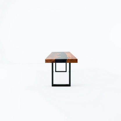 Black Resin Wood Bench - Walnut Stain Luxury Wood Tables