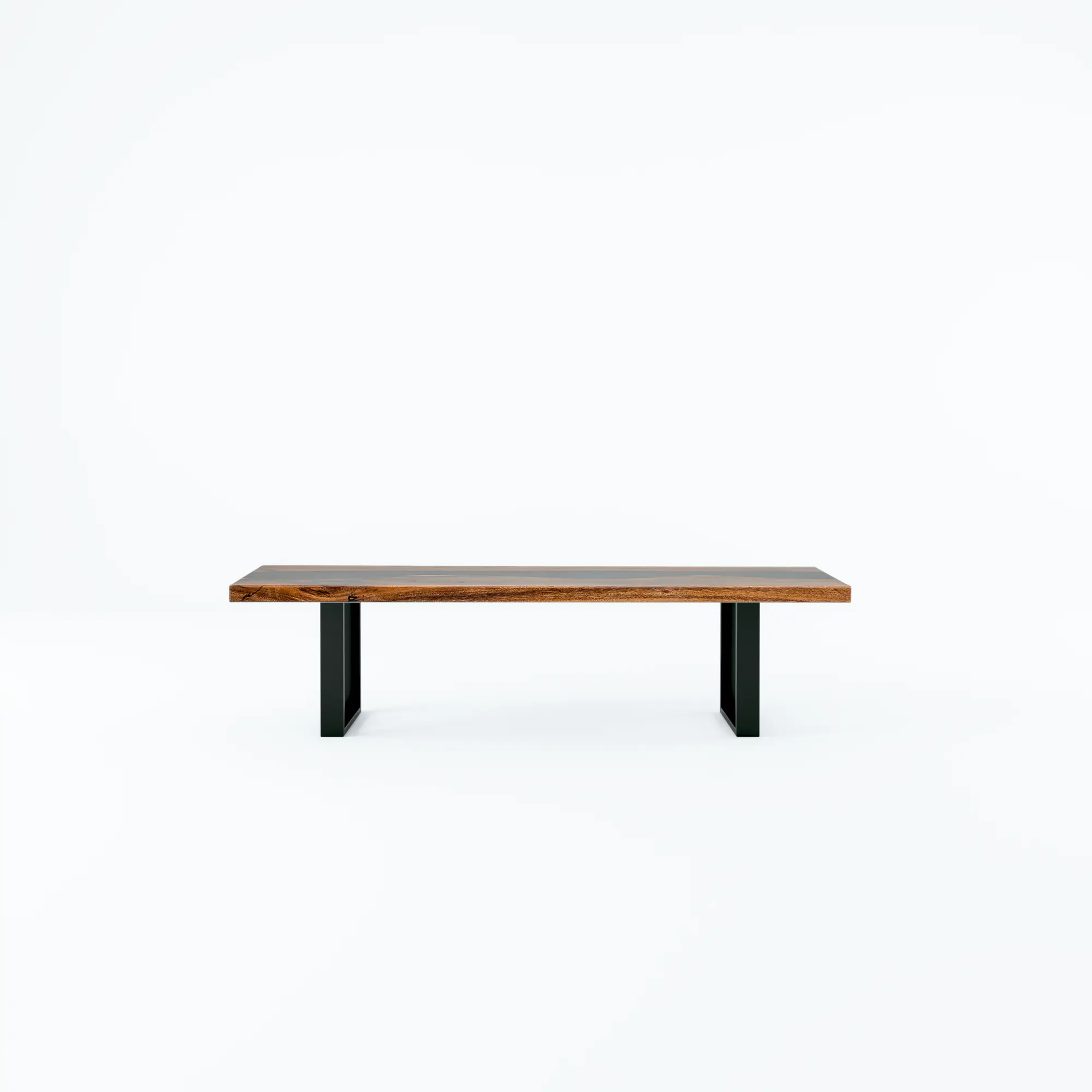 Black Resin Wood Bench - Walnut Stain Luxury Wood Tables