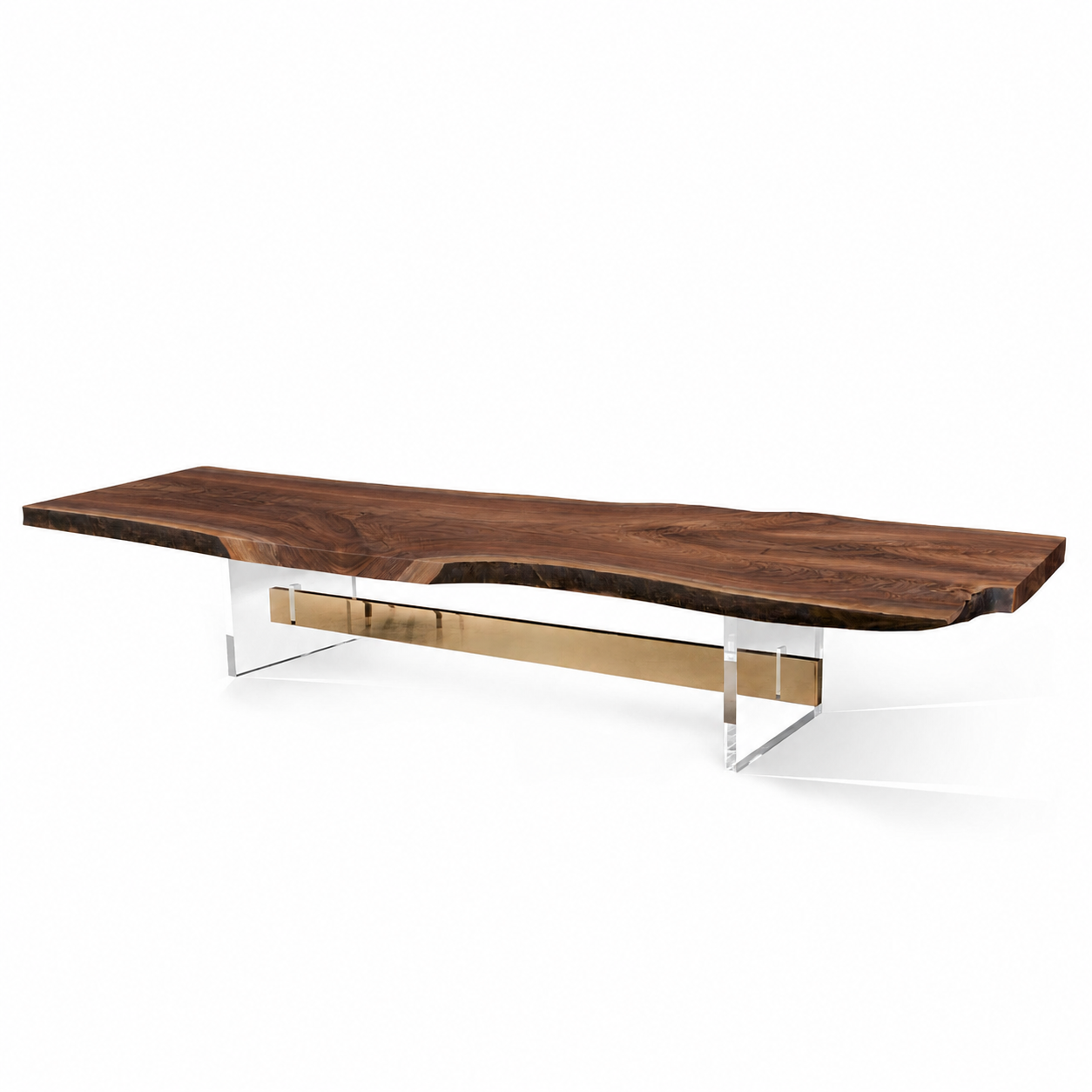 Clear Acrylic Legs with a Center Stretcher (GS) Set of 2 Luxury Wood Tables